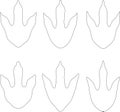 bundle of 6 clean and varied dinosaur footprint line art Royalty Free Stock Photo
