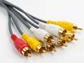 Bundle of colored audio video cables Royalty Free Stock Photo