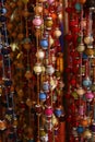 Bundle of colorful beads on a string