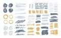 Bundle of colorful brush strokes, paint traces, smudges, smears, stains, scribble isolated on white background. Set of Royalty Free Stock Photo