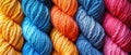 Bundle of Colorful Yarn Balls extreme closeup. Generative AI Royalty Free Stock Photo