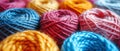 Bundle of Colorful Yarn Balls extreme closeup. Generative AI Royalty Free Stock Photo