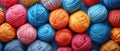 Bundle of Colorful Yarn Balls extreme closeup. Generative AI
