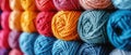 Bundle of Colorful Yarn Balls extreme closeup. Generative AI Royalty Free Stock Photo