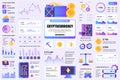 Bundle cryptocurrency mining infographic UI, UX, KIT elements. Different charts, diagrams, workflow, flowchart, timeline