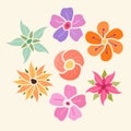 Bundle cute and colorful pastel flower vector