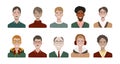 Bundle of different men avatars. Set of colourful user portraits. Male characters faces. Smiling men avatar collection. Vector Royalty Free Stock Photo