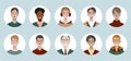 Bundle of different men avatars. Set of colourful user portraits. Male characters faces. Smiling men avatar collection. Vector Royalty Free Stock Photo