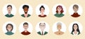 Bundle of different people avatars. Set of colourful user portraits. Male and female characters faces. Smiling women and men Royalty Free Stock Photo