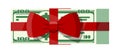 Bundle of dollars with tied red ribbon and bow Royalty Free Stock Photo