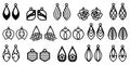 Bundle earrings icon collection. Set of black earrings jewelry. Beauty earrings icon collection Royalty Free Stock Photo