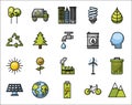 bundle of eco friendly set icons