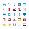 Bundle of electrical appliance AI flat icon vector set