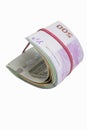 Bundle of European Currency Banknotes isolated Over Pure White Royalty Free Stock Photo