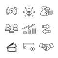 bundle of finance set icons vector illustration designicon line. For stock business and infographic design.