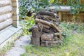 A bundle of firewood in the garden Royalty Free Stock Photo