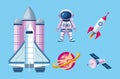 bundle of five space set icons Royalty Free Stock Photo