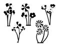 Bundle of Floral leaves and Flower isolated vector isolated Silhouettes.