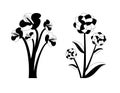 Bundle of Floral leaves and Flower isolated vector isolated Silhouettes. Royalty Free Stock Photo
