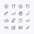 Bundle of food ware flat line icons collection. simple  design vector Royalty Free Stock Photo
