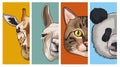 bundle of four animals domestics and wild set icons
