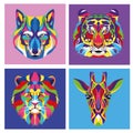 bundle of four animals wild life technicolor