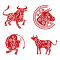 bundle of four chinese new year 2021 set icons Royalty Free Stock Photo