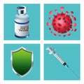 bundle of four covid19 virus vaccine set icons