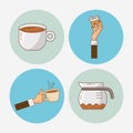 bundle of four delicious coffee set icons