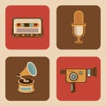 bundle of four retro set icons