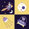 bundle of four space set icons Royalty Free Stock Photo