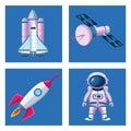 bundle of four space set icons Royalty Free Stock Photo