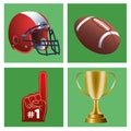bundle of four super bowl set icons Royalty Free Stock Photo