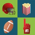 bundle of four super bowl set icons Royalty Free Stock Photo