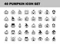 Bundle of fourty halloween pumpkins line style icons Royalty Free Stock Photo