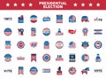 Bundle of fourty usa presidential election icons Royalty Free Stock Photo