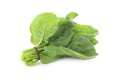 Bundle of fresh spinach isolated on white. Top view Royalty Free Stock Photo