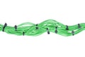 Bundle of green cables with black cable ties Royalty Free Stock Photo