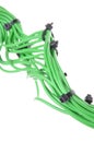 Bundle of green cables with black cable ties Royalty Free Stock Photo