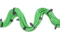 Bundle of green cables with black cable ties Royalty Free Stock Photo