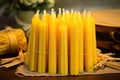 bundle of hand-dipped beeswax candles