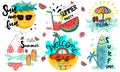 Bundle, hand lettering and summer illustration Design in doodle style Royalty Free Stock Photo