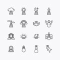 Bundle of heaven flat line icons collection. simple design vector