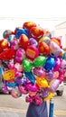 Bundle of helium balloons