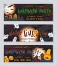 Bundle of horizontal Halloween banners Royalty Free Stock Photo