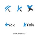 Bundle initial K for kick and foot logo Royalty Free Stock Photo