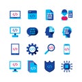 Bundle of kid learn coding flat icons collection. simple design vector