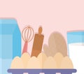 bundle of kitchenware icons on a light pink background