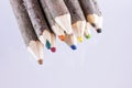 Bundle of large natural coloured pencils Royalty Free Stock Photo