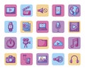 bundle of media player icons Royalty Free Stock Photo